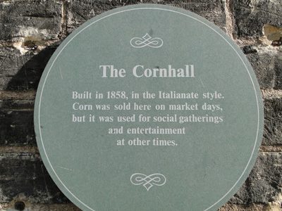 Plaque on the old Corn Hall, Swaffham