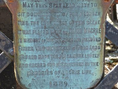 Oban: plaque on Pulpit Hill bench