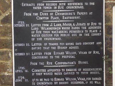 Rye: the water tower plaque