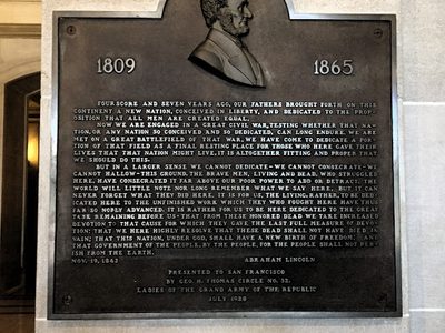 Gettysburg Address, SF City Hall