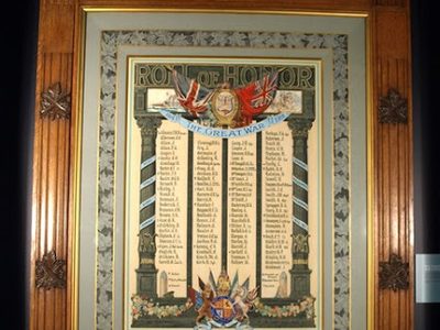 WWI memorial plaque, B.C. Telephone Company workers
