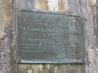 A plaque to the Esk Bridge