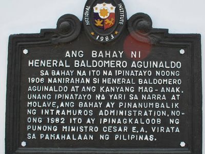 The House of General Baldomero Aguinaldo historical marker