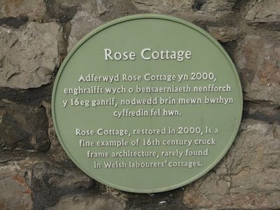 Plaque on Rose Cottage, Ruthin
