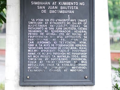 Church and Convent of Saint John the Baptist of Bagumbayan historical marker