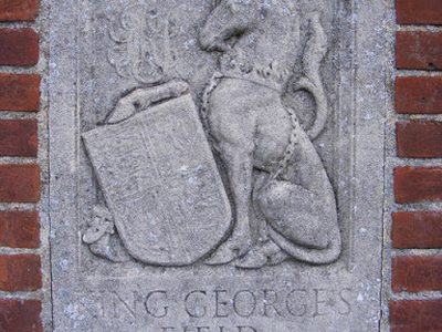 Plaque at the entrance to King Georges Playing Field