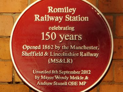 Plaque at Romiley Station