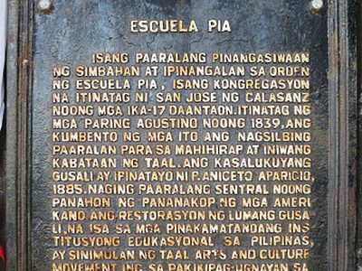 Escuela Pia historical marker