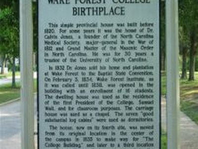 WAKE FOREST COLLEGE BIRTHPLACE