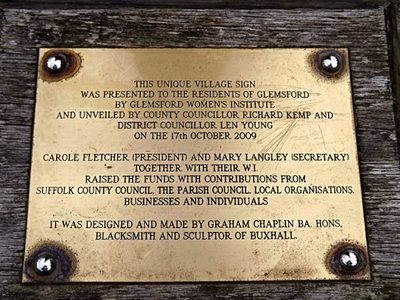 Plaque on Glemsford Village sign