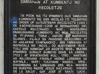 Church and Convent of the Recollects historical marker
