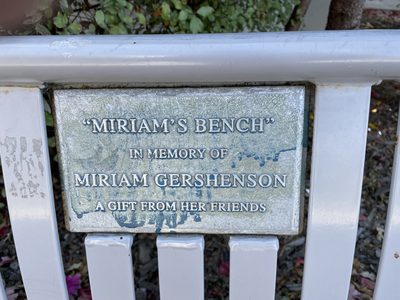 Miriam's Bench In Memory of Miriam Gershenson