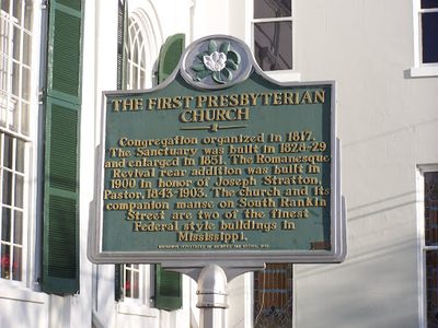 Historical Marker, First Presbyterian Church, Natchez, Mississippi
