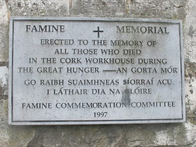 Famine memorial at the site of Cork workhouse