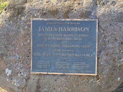 This is the site where James Harrison invented the worlds first ice making machine at Rocky Point Geelong 1854