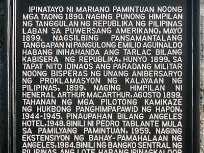 Pamintuan Mansion historical marker