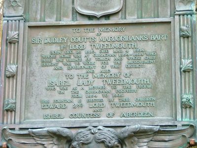 Plaque on memorial fountain