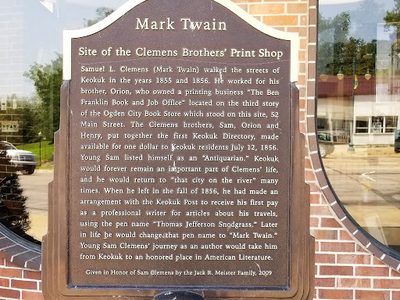 Mark Twain - Site of the Clemens Brothers' Print Shop