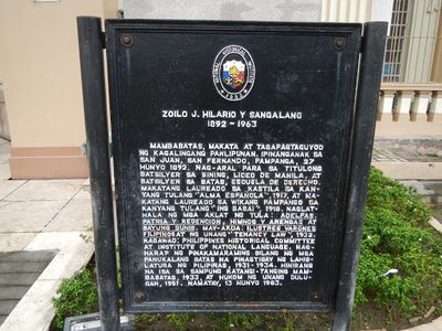 Zoilo J. Hilario y Sangalang historical marker