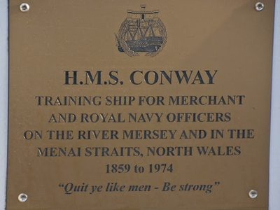 Plaque on HMS Conway Mizzen Mast