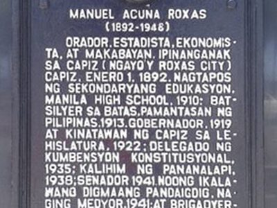 Manuel Acuña Roxas historical marker