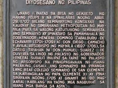 The Site of the First Diocesan Seminary of the Philippines historical marker