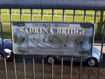 Plaque on Sabrina Bridge, Henwick, Worcester