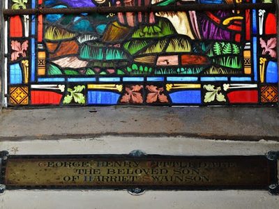Crick: St. Margaret of Antioch church: Chancel window dedication brass 1