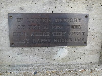Plaque on the seat at Iken Cliff Picnic site