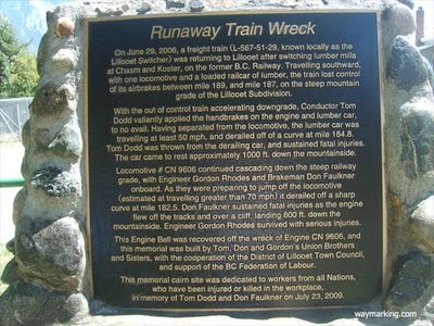 Runaway Train Wreck memorial