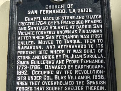 Church of San Fernando, La Union historical marker