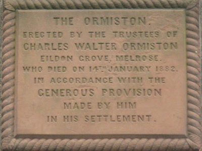 Dedication plaque for The Ormiston