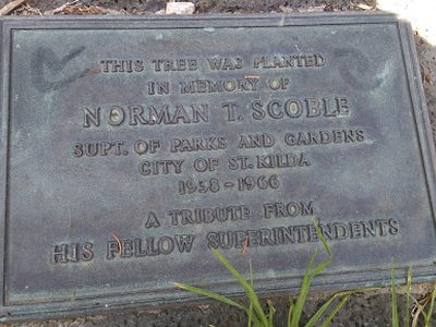 Plaque in St Kilda Gardens