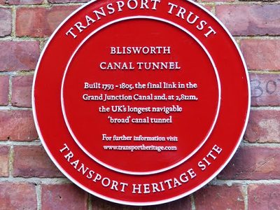 Plaque at the south portal of the Blisworth Tunnel