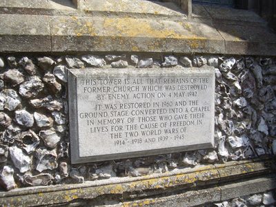 Plaque on the church tower of St John's, Meads