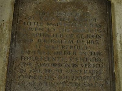 Little Maplestead: St John the Baptist Church: Commemorative stone plaque