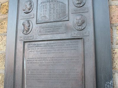 Plaque on the site of the Evelina Hospital