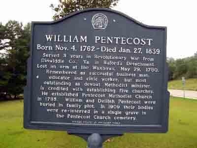 William Pentecost Born Nov. 4, 1762-Died Jan. 27,
