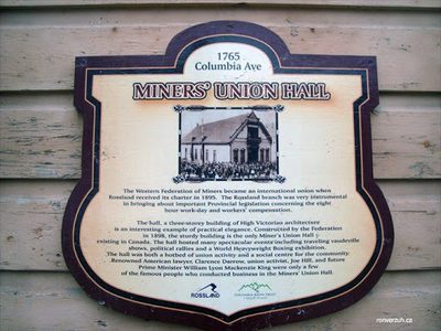Miners' Union Hall, Rossland