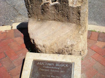 Fredericksburg Principal Auction Site in Pre-Civil War Days for Slaves and Property
