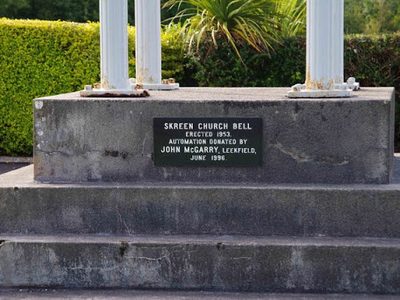 Plaque on bell tower at St. Adamnan's Catholic Church, Leekfield, Skreen, Co. Sligo