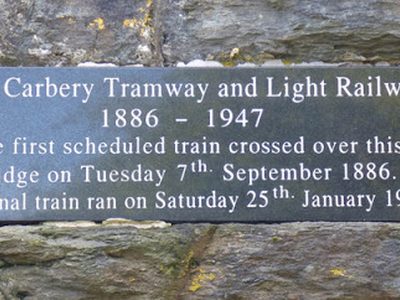Plaque on the side of one viaduct pier