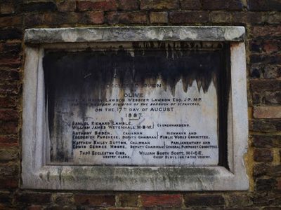 Plaque commemorating the opening of St. James Gardens, Camden, London