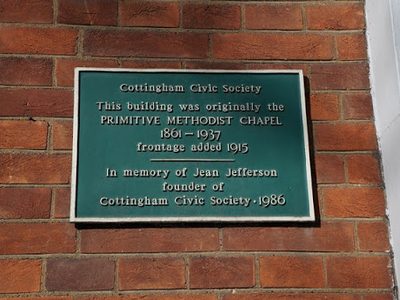 Plaque on Bourne's store, King Street Cottingham