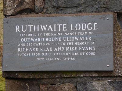 Commemorative plaque on Ruthwaite Lodge