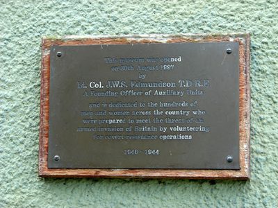 The Museum of British Resistance Organisation (BRO) - plaque