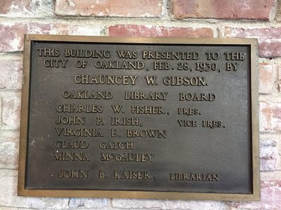 This Building Was Presented to the City of Oakland