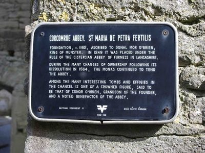 Corcomroe Abbey - plaque, near Bealaclugga, Co.Clare