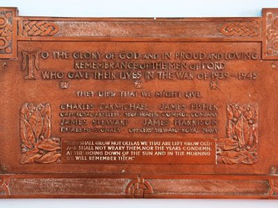 War memorial in Ford Parish Church