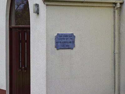 Plaque on porch of St. Joseph's Church, Kilclaren